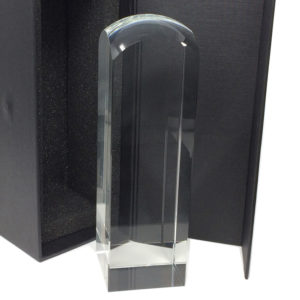 Trophée colonne arrondie en verre pour gravure