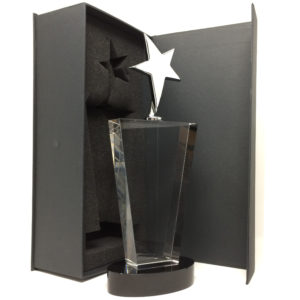 trophée en verre étoile personnalisé
