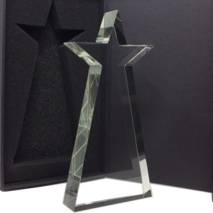 Trophee étoile personnalisable avec gravure verre