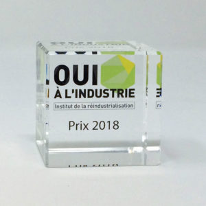 Trophée presse-papier en verre avec impression numérique