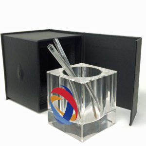 pot à crayon en verre personnalisable avec votre logo