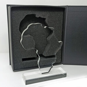 Trophée Afrique en verre gravé avec logo